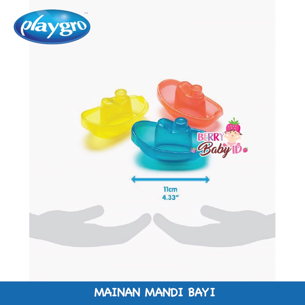 Playgro Bright Baby Boats 3 Pcs Perahu Mainan Mandi Anak BPA Free 6m+ Berry Mart