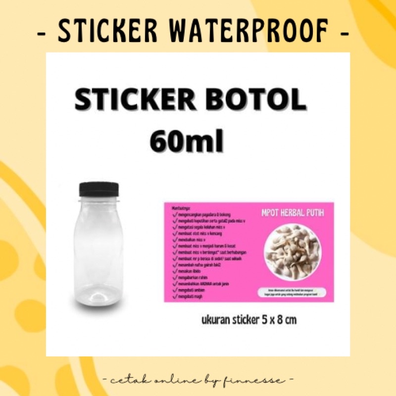 STICKER BOTOL 60 ml | STCIKER BOTOL JAMU | STICKER BOTOL KECIL MURAH