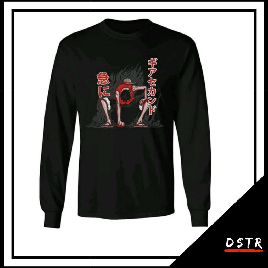 Kaos Pria Cowok Baju Distro Anime One Piece Luffy Gear Second C04 Lengan Panjang Size XS-3XL