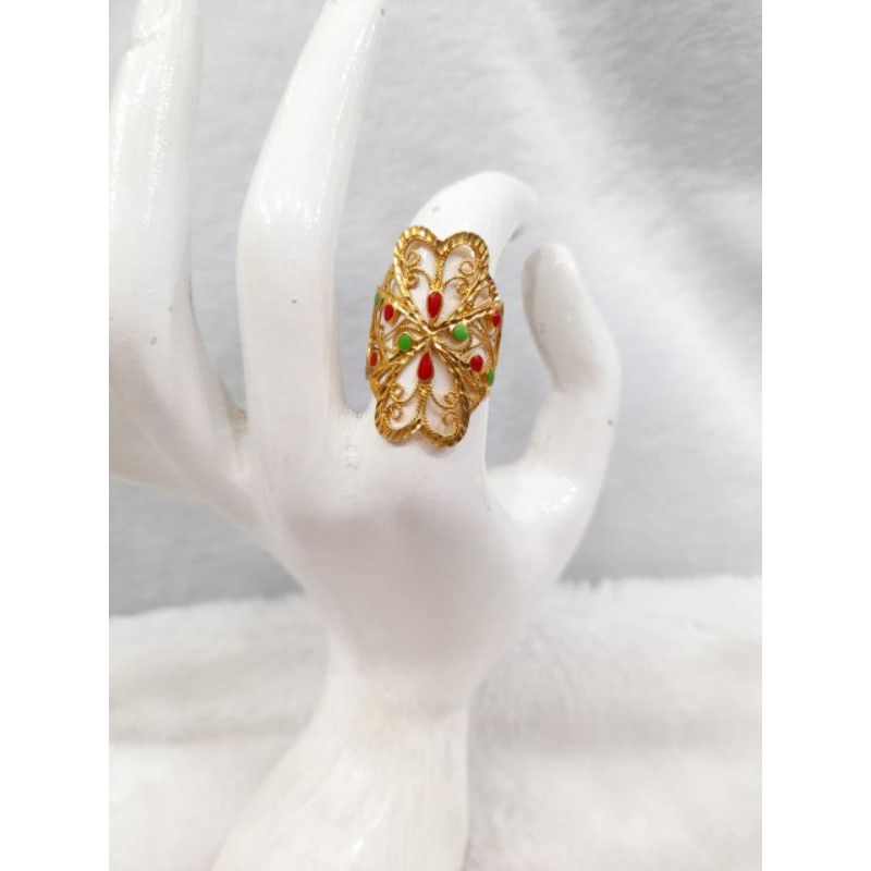CC373M361M cincin emas dubai bunga india mekkah arab emas kuning asli berat 3.400 no 15 kadar 70%