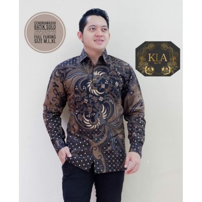 Kemeja Batik Motif Cendrawasih Batik Pria Warna Hitam Batik Pria Warna Coklat Batik Furing