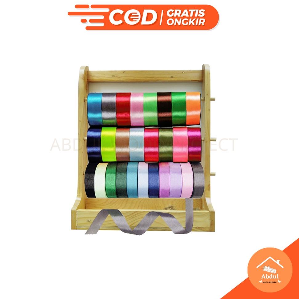 [KODE PRODUK WRYHU8196] RAK PITA SATIN ROLL GANTUNG SERBAGUNA RAK DINDING JATI BELANDA ASLI TEMPAT P