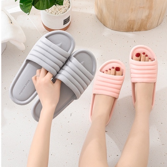 TECHOME Sandal Rumah Empuk Pria Wanita Super Ringan Bahan 100% Eva Soft Anti Licin Pria Wanita Sendal Hotel Anti-Slip Slipper EVA Soft Unisex Indoor Slippers Floor Flat Shoes Indoor Eva Flip Flops Female Non-slip Bathroom Home Slippers