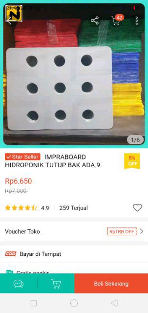 Impraboard Hidroponik Tutup Bak Ada 9 Lubang Untuk Netpot 5 Cm