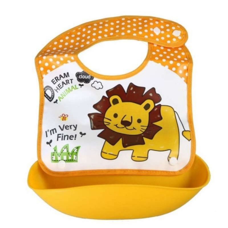 Baby Safe Foldable Bib With Crumb Catcher (BIB02)/Celemek Makan Bayi Anak/Bib Plastik Bayi