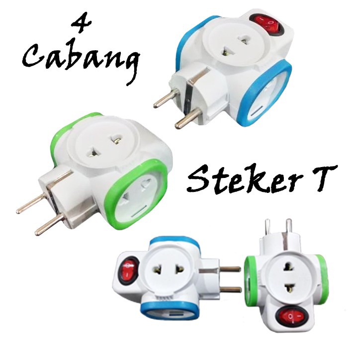 Steker T Arde Cabang 4 Saklar/Steker T-Arde 4 Arah/Colokan 4 Cabang