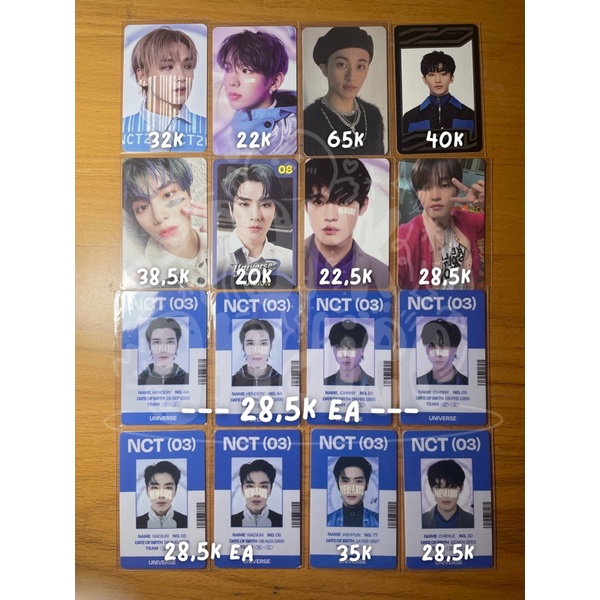 PC PHOTOCARD NCT U ID CARD UNIVERSE SET SELCA CONCEPT JEWEL haechan shotaro mark xiaojun chenle hend