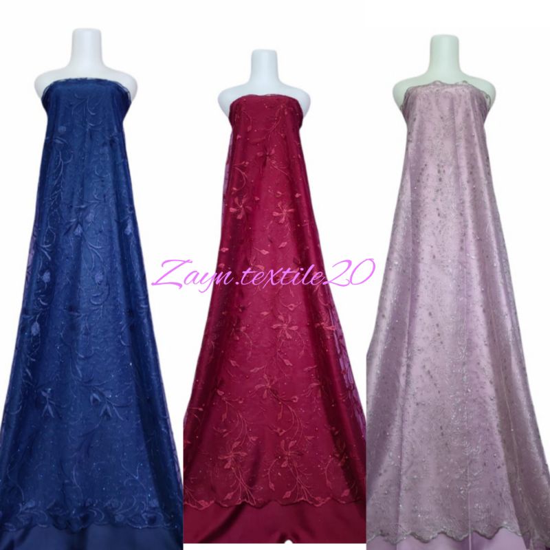 Kain tile akar mutiara / bahan tile akar mutiara gliter/ bahan brokat kebaya