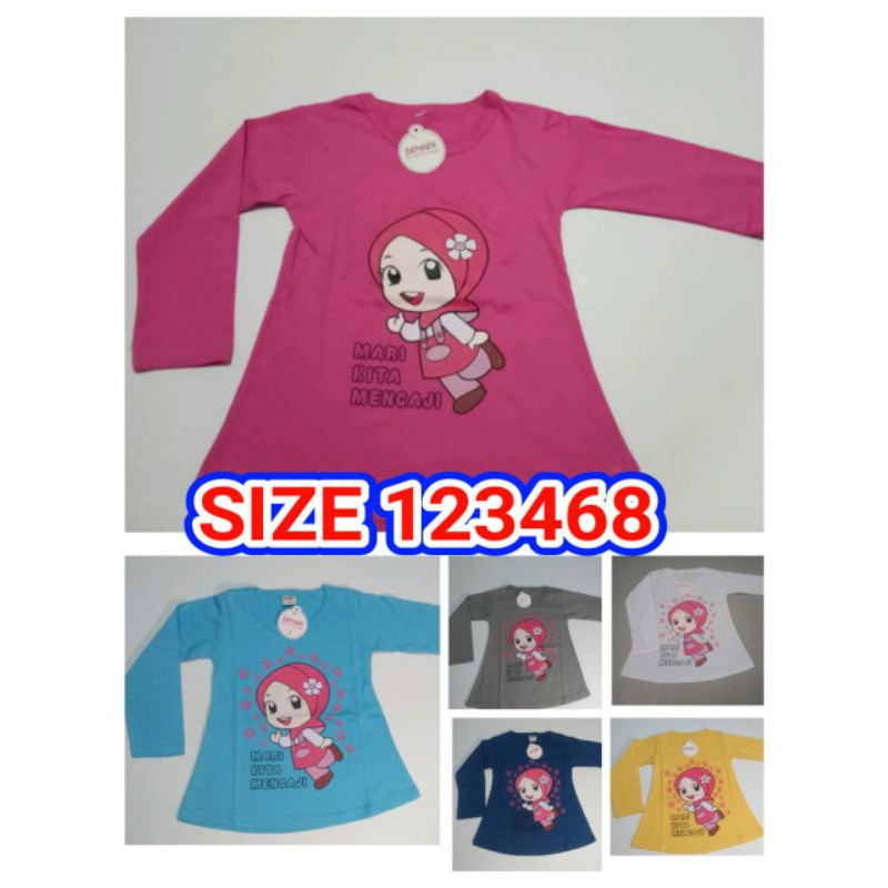 Kaos Muslim Anak Perempuan,Kaos Anak Perempuan,Kaos Anak Muslimah,Kaos Tangan Panjang Anak Perempuan