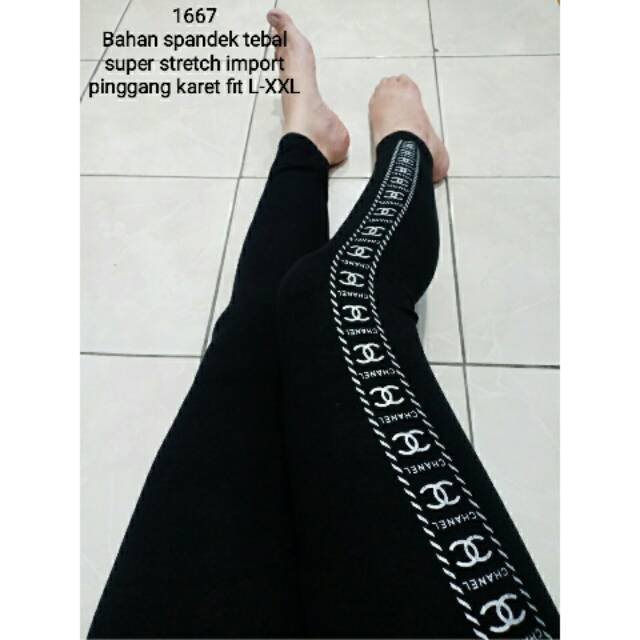 LEGGING IMPORT MURAH CHANEL NEW SILVER