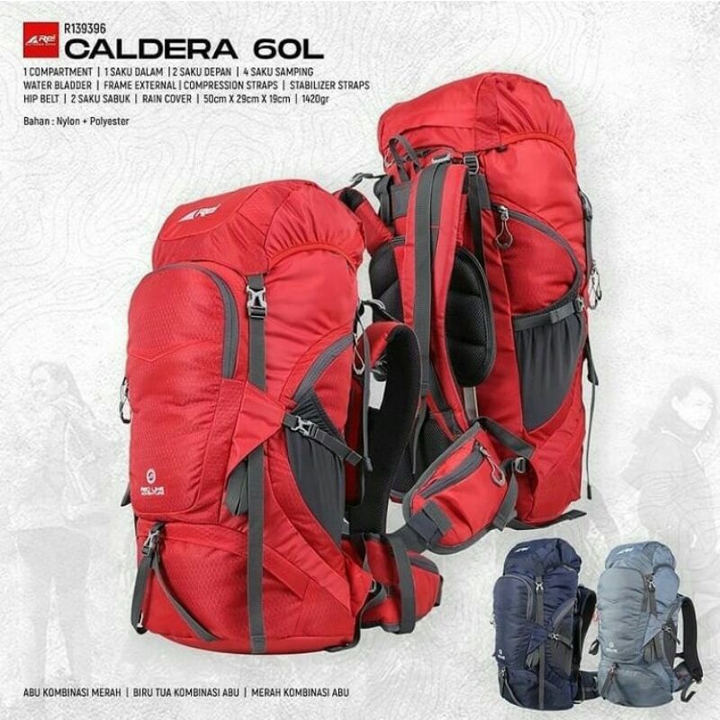 tas carrier 60L caldera arei outdoorgear terbaru original product