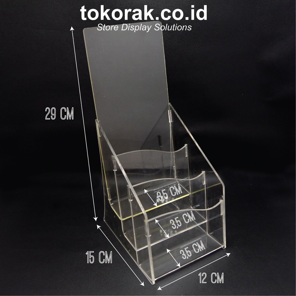 ACRYLIC BROSUR 3 SUSUN F.3 TEMPAT AKRILIK MIKA STAND