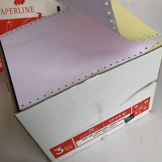 

continuous form K3 warna Paperline 9.5" x 11" kertas komputer 3 PLY