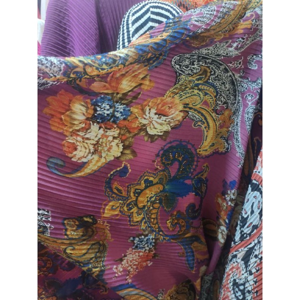 Bahan kain meteran Plisket motif Sc64Dk harga tercantum 0,5 meter