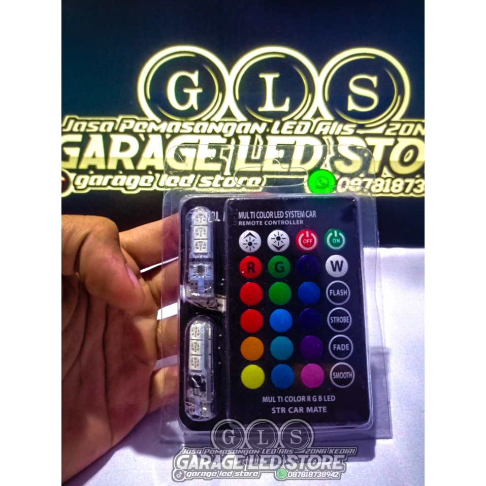 Lampu LED T10 Remote RGB Sepasang 2 Biji Lampu Kota Senja Motor / Mobil - Lampu Remote