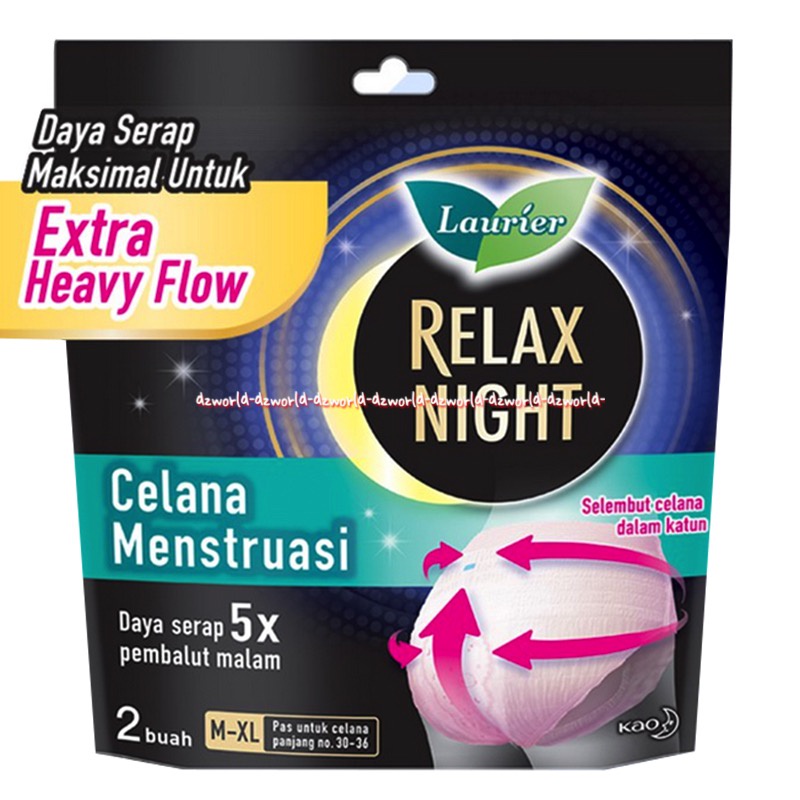 Laurier Relax Night Pembalut Celana Menstruasi Wanita isi 2pcs Laurier Panty Havy Flow Celana Mens Men's Popok Celana