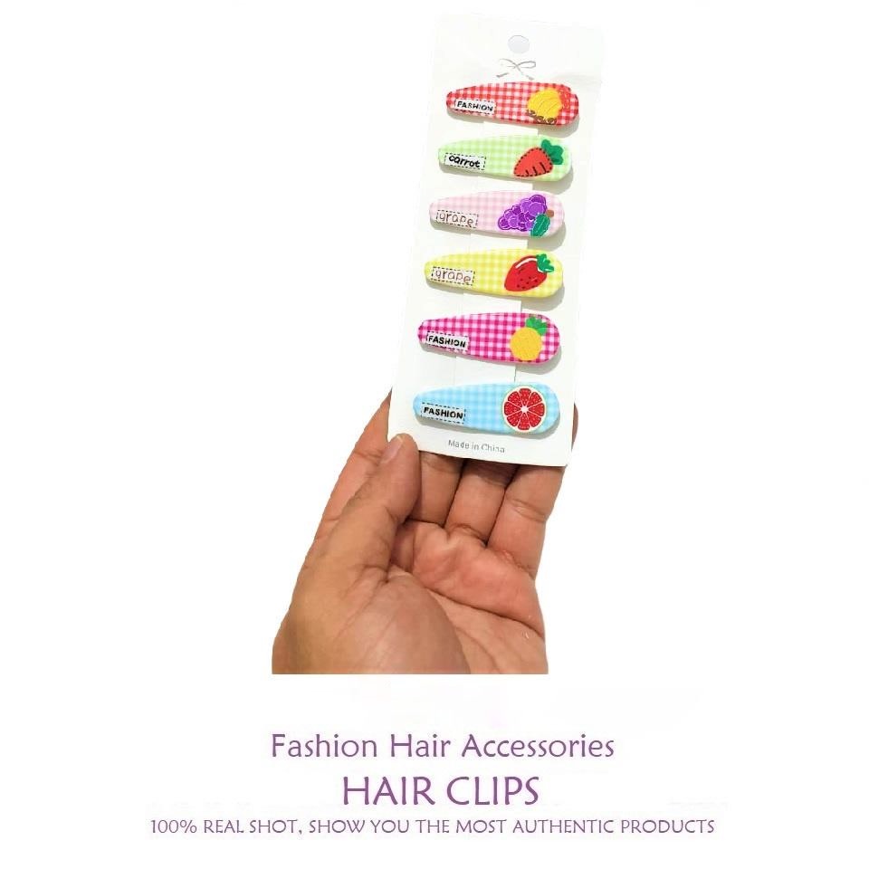 [6pcs] Jepit Rambut Tiptpop Set 5.5cm Anak Kecil Motif Buah Jepit Poni Jepitan Klip Rambut Samping Side Slide Hair Clips