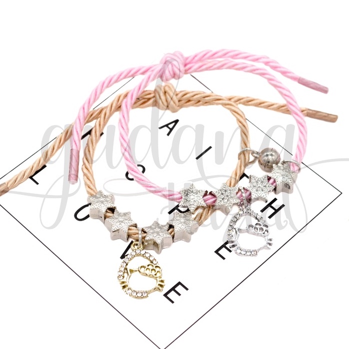 Gelang BFF Couple SET ISI 2 Sparkling Kitty Bangle Lucu GH 205359