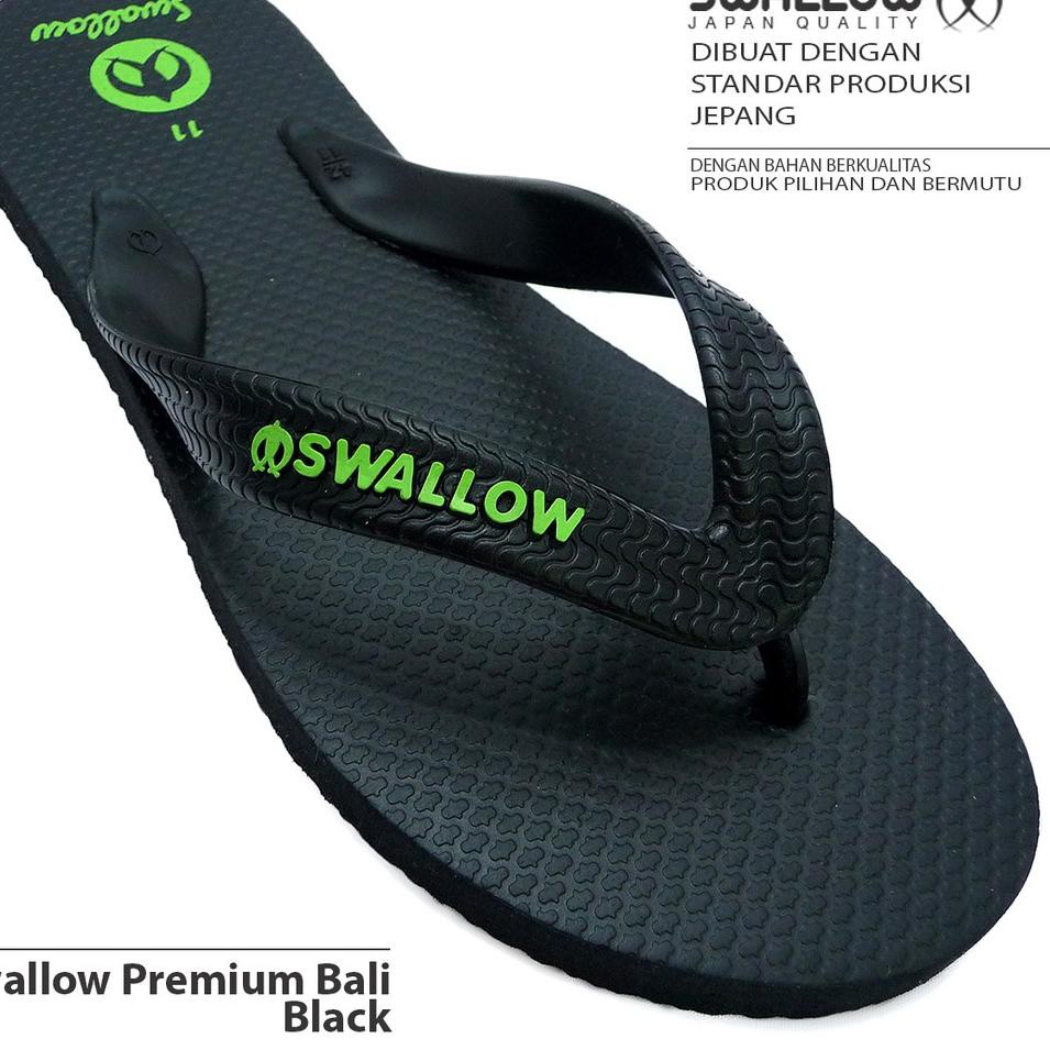 ✱ Sandal Jepit Swallow Premium Bali [Black] | Size tersedia Uk. 9.5 - 11.5 Warna Hitam ➵