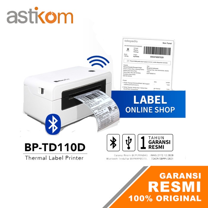 Printer Barcode Thermal Label Resi A6 BLUEPRINT TD110D USB + Bluetooth