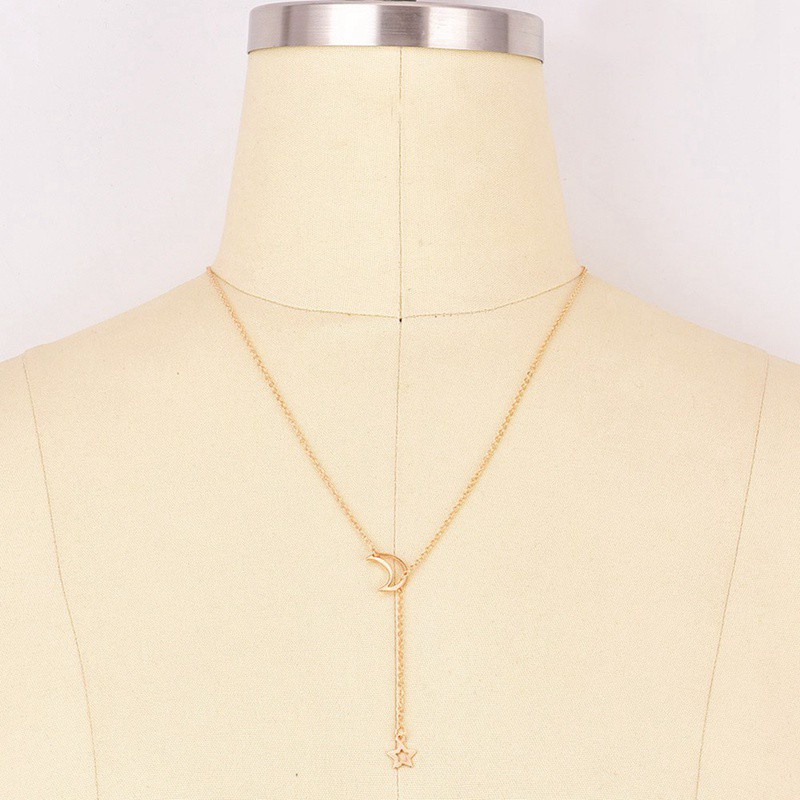 Moon stars pendant necklace - Necklace Fashion jewelry 2019 gold color long pendant simple necklace