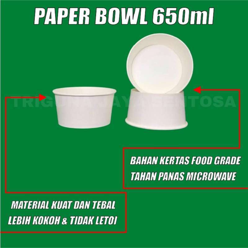 Paper bowl tebal 650ml mangkuk tahan microwave mangkok kertas 650 ml hanya mangkok