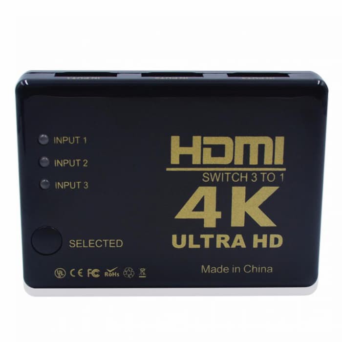 HDMI Hub Switch 4K Splitter TV Switcher w/ IR Remote - Black