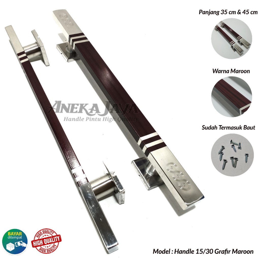 Handle Pintu rumah panjang 35 cm 45 cm Tarikan Pintu Pegangan Pintu rumah terbaru coklat tua