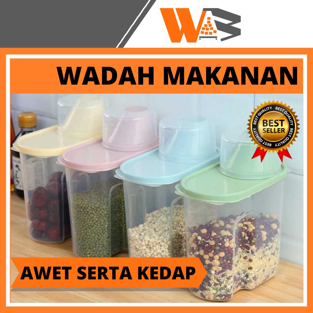 COD Toples Plastik Makanan Wadah Penyimpanan Makanan Food Storage Cereal Beras Kacang Bumbu D59