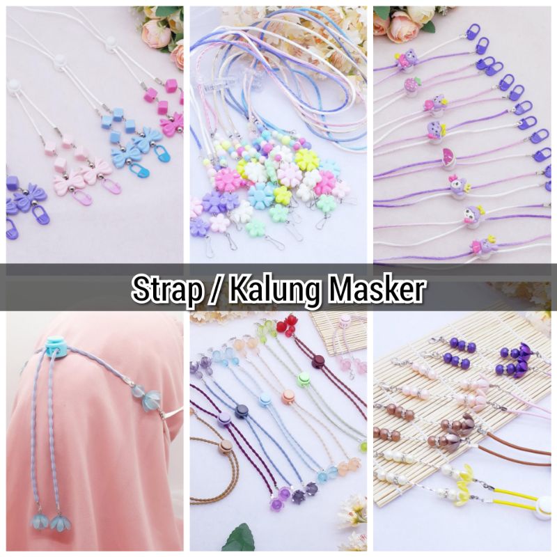 Strap Tali Pengait Masker Anak dan Dewasa Model Manik / konektor masker / kalung masker pengait mask