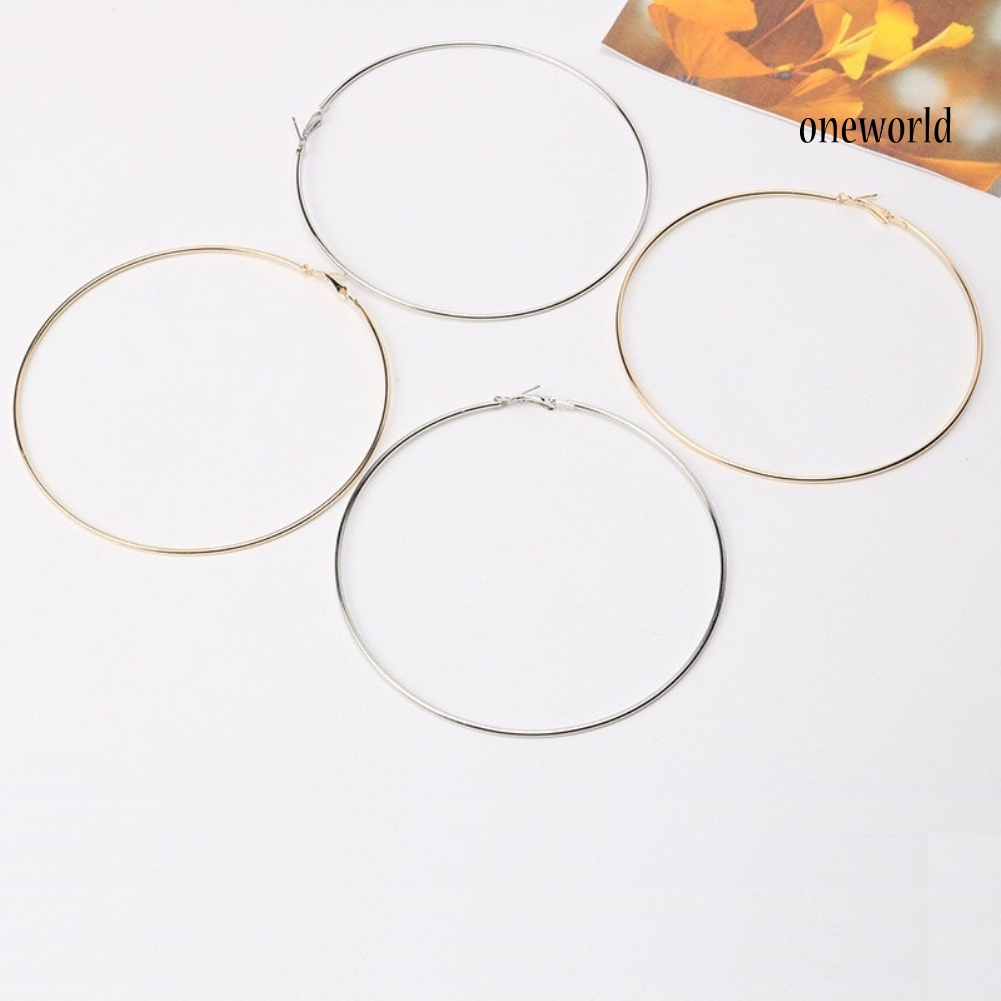 OW# Simple Women Hollow Big Circle Hoop Earrings Party Statement Jewelry Friend Gift