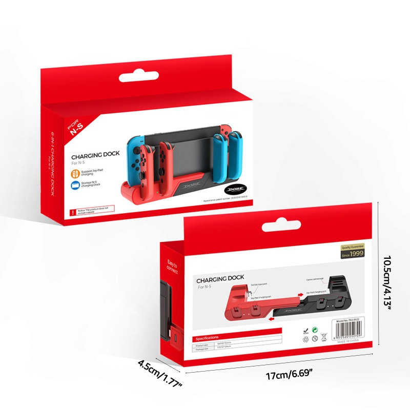 Btsg 6-in-1 Gamepad Charger Fast Charging Dock Station Charger Holder Stand Dengan Slot Kartu Game Untuk NS Switch Joy Pad/S