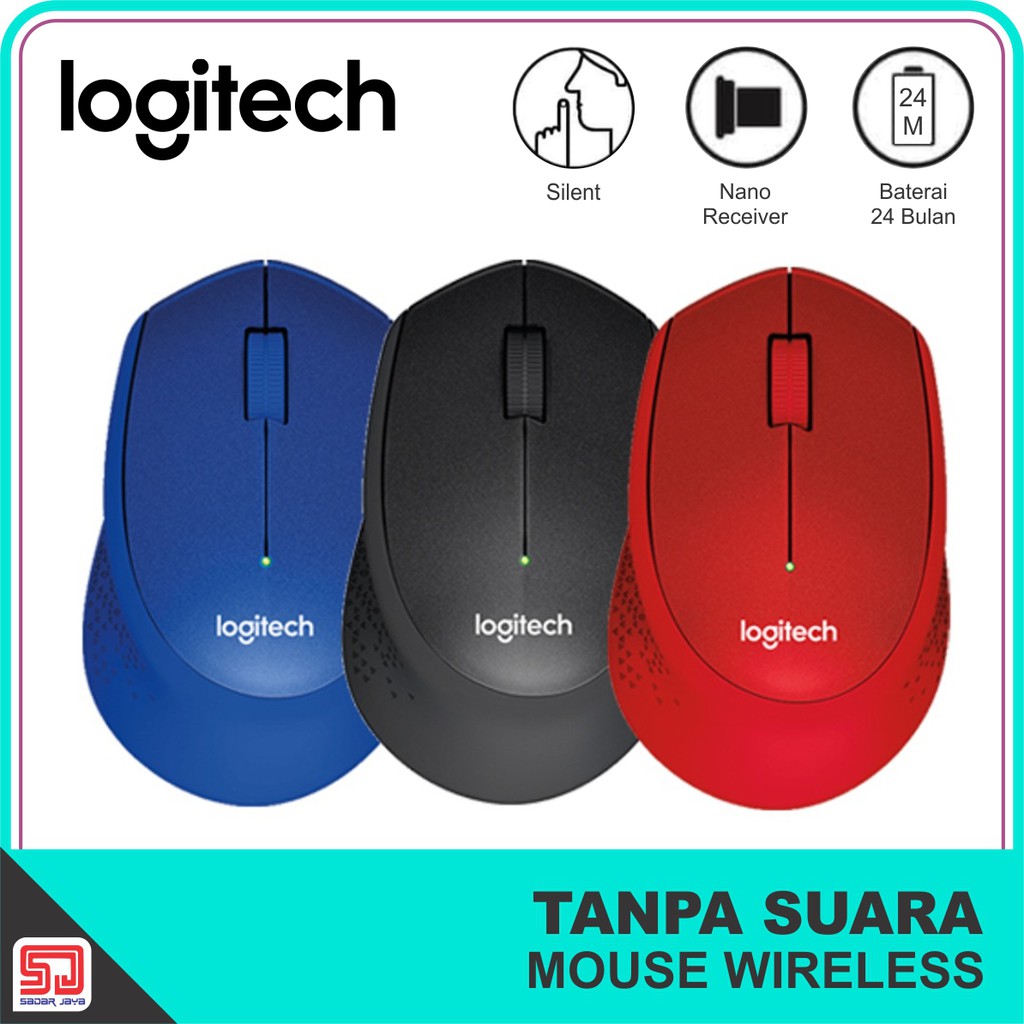 Logitech M331 Silent Plus Mouse Wireless Tidak Bunyi Klik Tanpa Kabel - Original