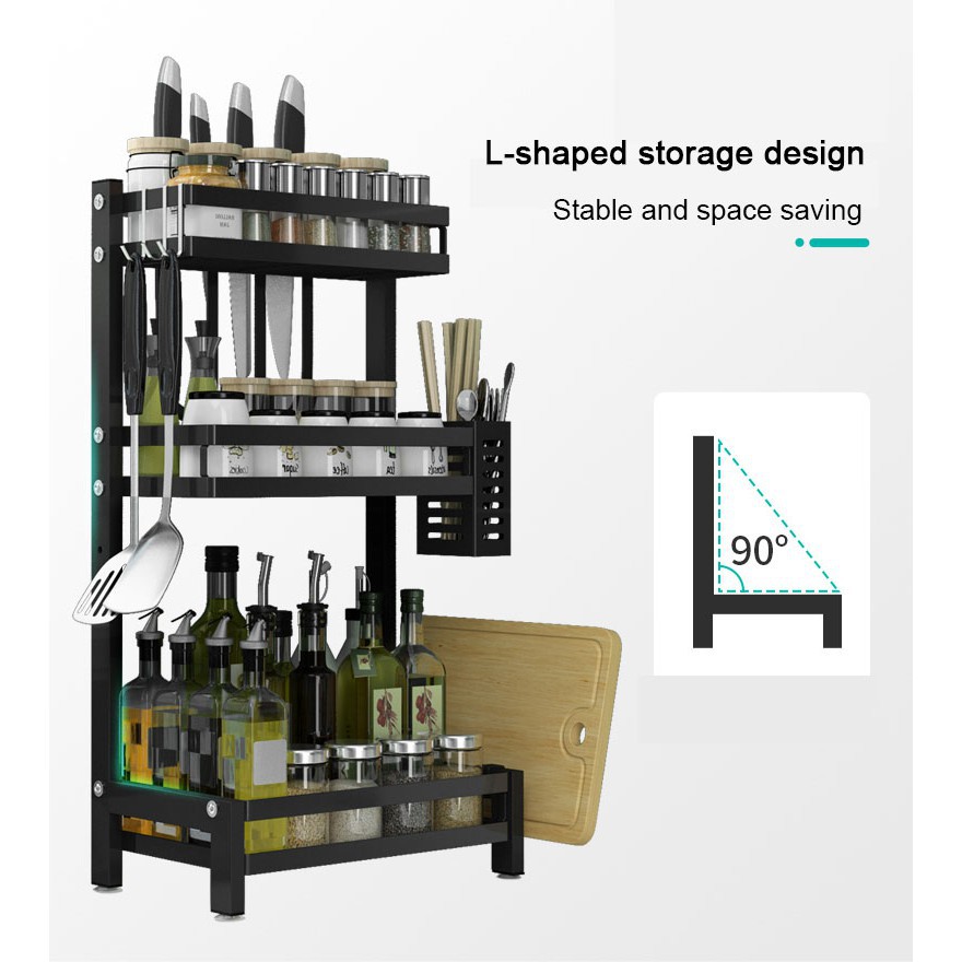 (COD)Rak Bumbu Dapur Penyimpanan Bumbu Penyelenggara Rak Susun Stainless Steel 2/3 Tier Rak Botol Rempah-rempah