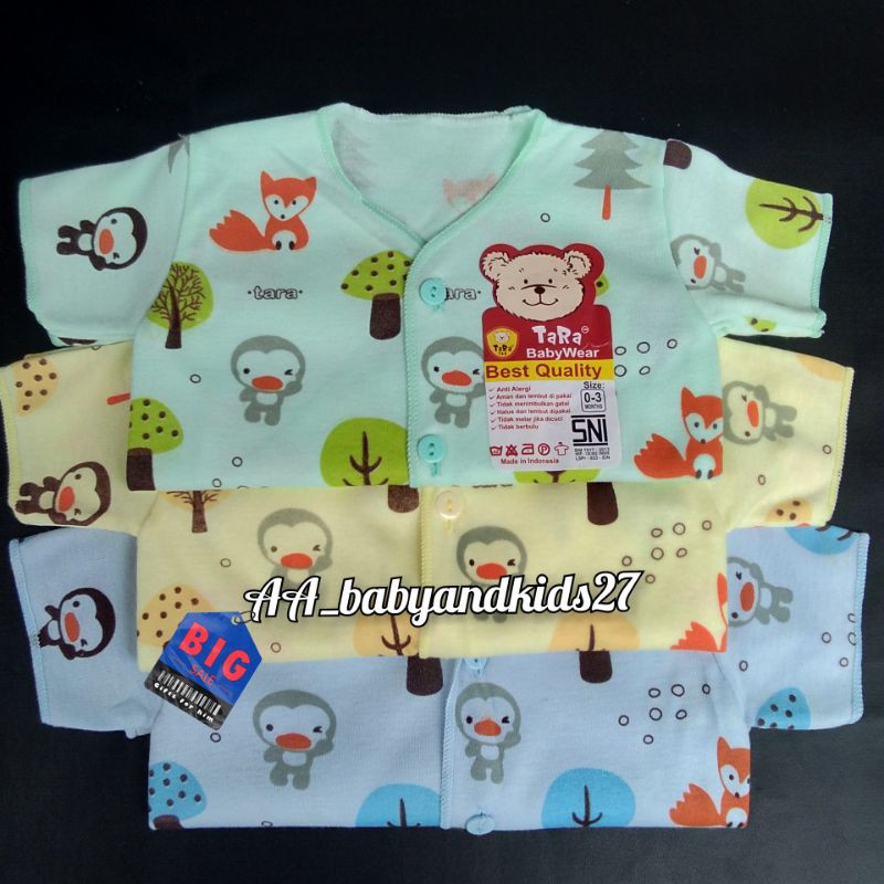 3Pc Baju Bayi Tara Necci Lengan Pendek Newborn Warna Bahan Lembut dan SNI