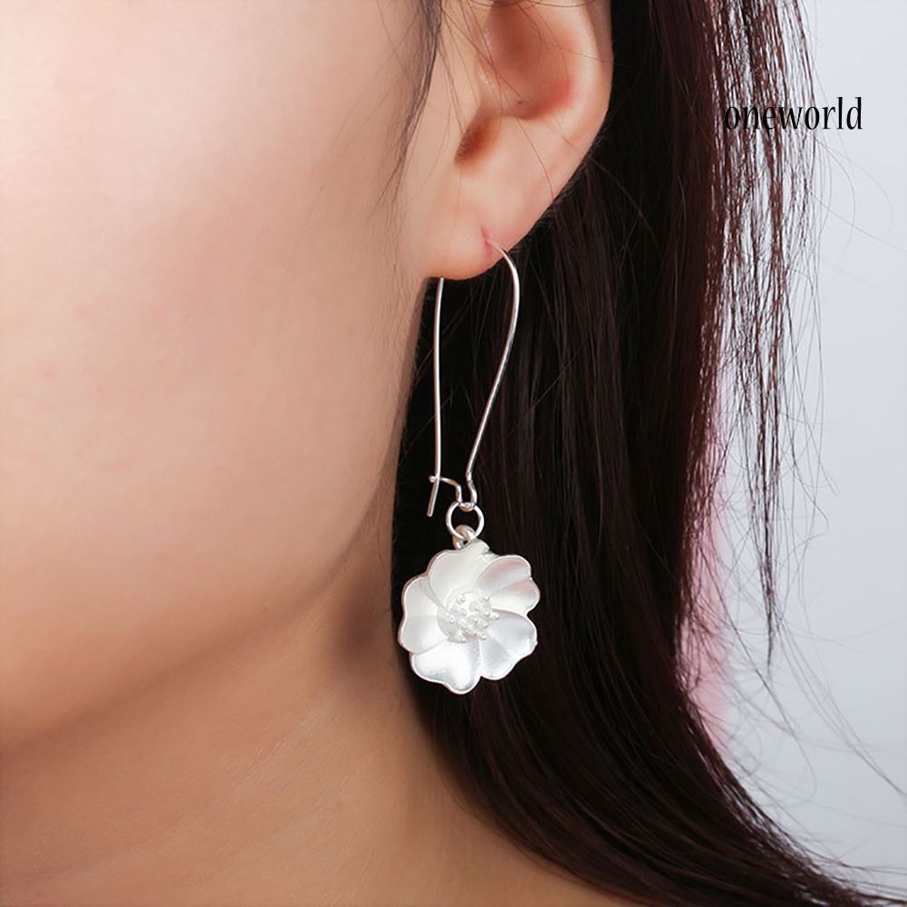 OW@ Elegant Women Flower Drop Dangle Hook Earrings Wedding Bridal Party Jewelry Gift