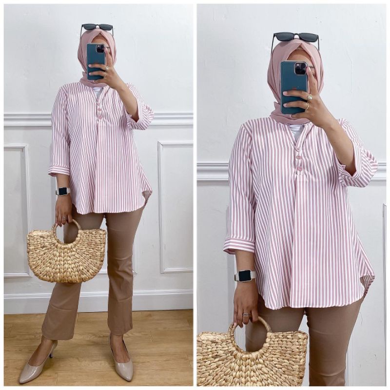 SHIRT CASIE | BLOUSE KEMEJA SALUR WANITA