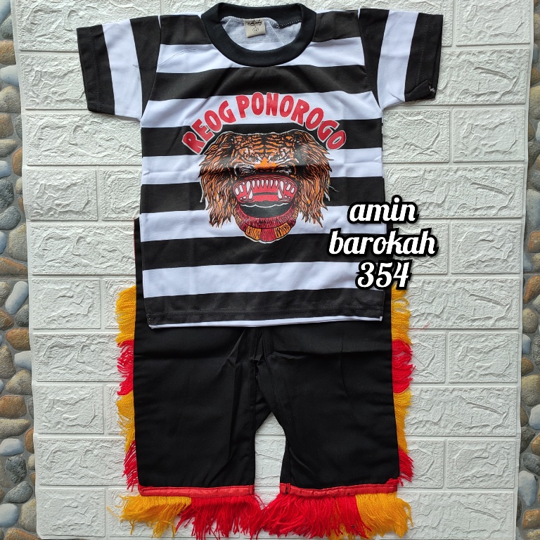 COD...!!! Setelan Kaos Reog Ponorogo Anak (DAPAT BAJU &amp; CELANA) - Tersedia Warna Hitam &amp; Merah - Ukuran Anak Usia 0-15 Tahun