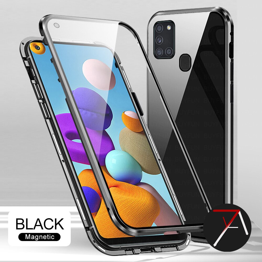 Samsung Galaxy A21s Double Side Glass Magnetic Case Metal Cover Casing Depan Belakang