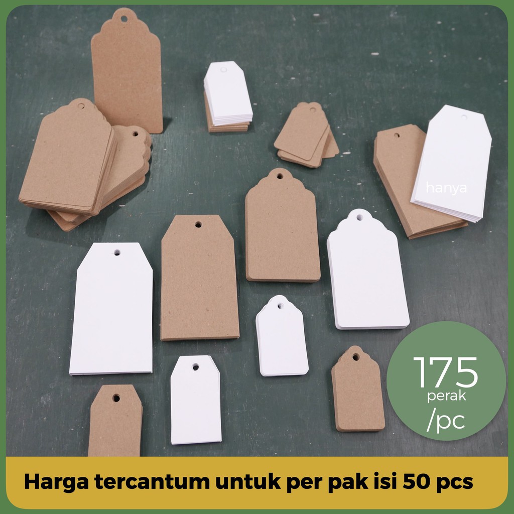 

50 PCS / HANG TAG POLOS LABEL GANTUNG BRAND CARD KRAFT PACKING HAMPERS BY TAT TET TOT