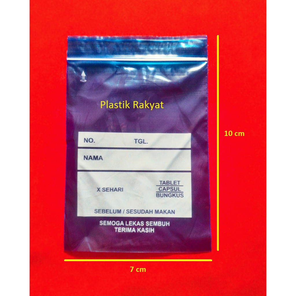 Klip Obat 10x7 Biru (isi 1.000 lembar) / Klip Plastik 10x7 Biru / Plastik Obat 10x7