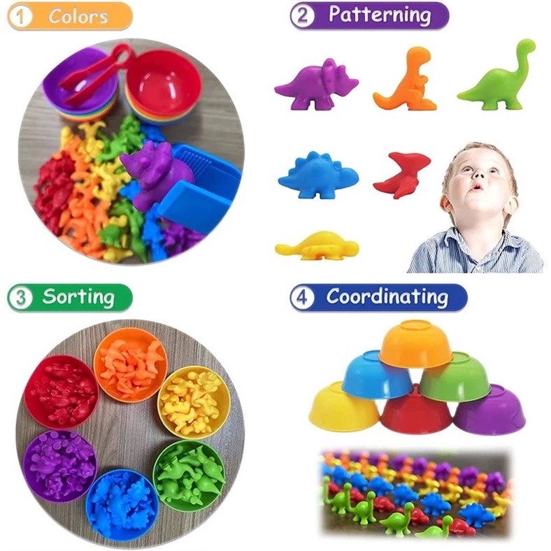 MOMBABY1 Mainan Montessori sortir mangkok warna dengan pencapit /sorting colour