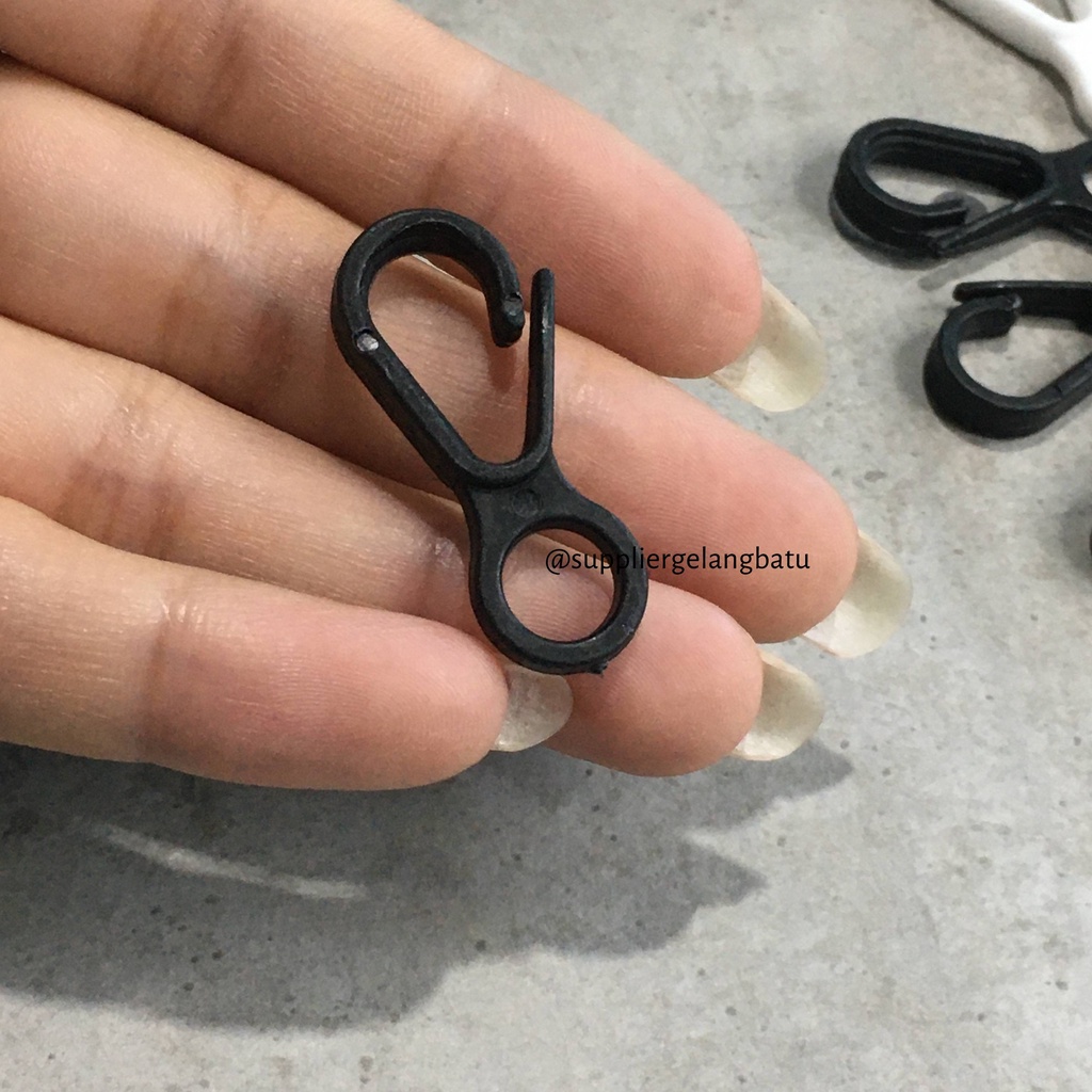 Stopper tali serut masker kait hook hitam putih premium black ecer