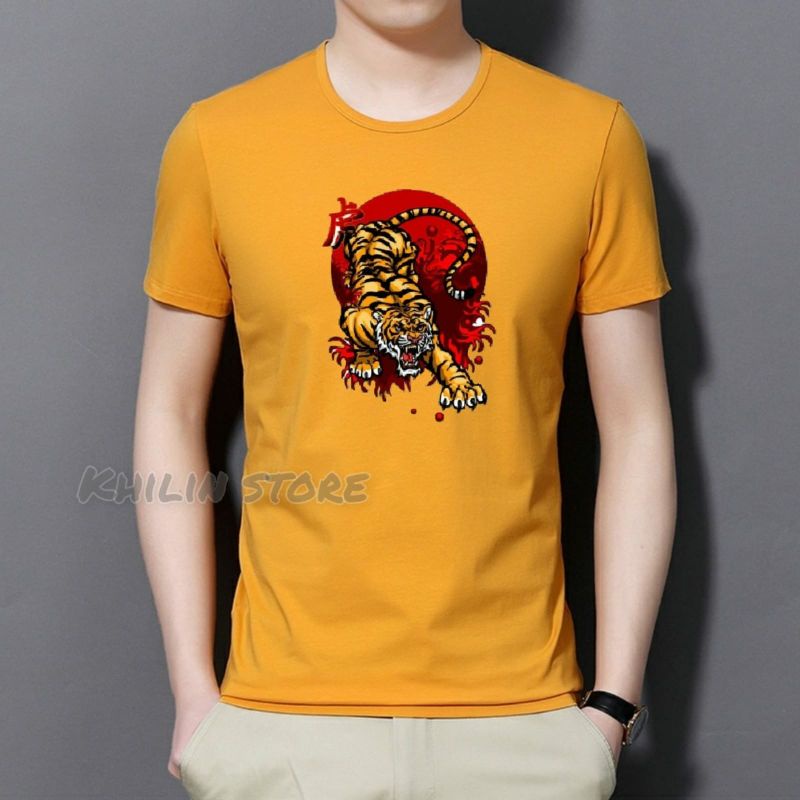 Baju kaos pria Tiger distro Tshirt lelaki lengan pendek kaos oblong cowok atasan pria Cod