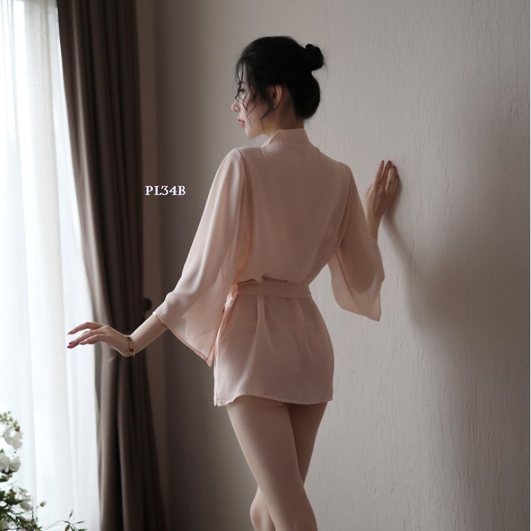 [TOKO TERPERCAYA] SEXY KIMONO LINGERIE SEKSI BAJU TIDUR WANITA DEWASA NIGHTGOWN LACE SALEM PL34B