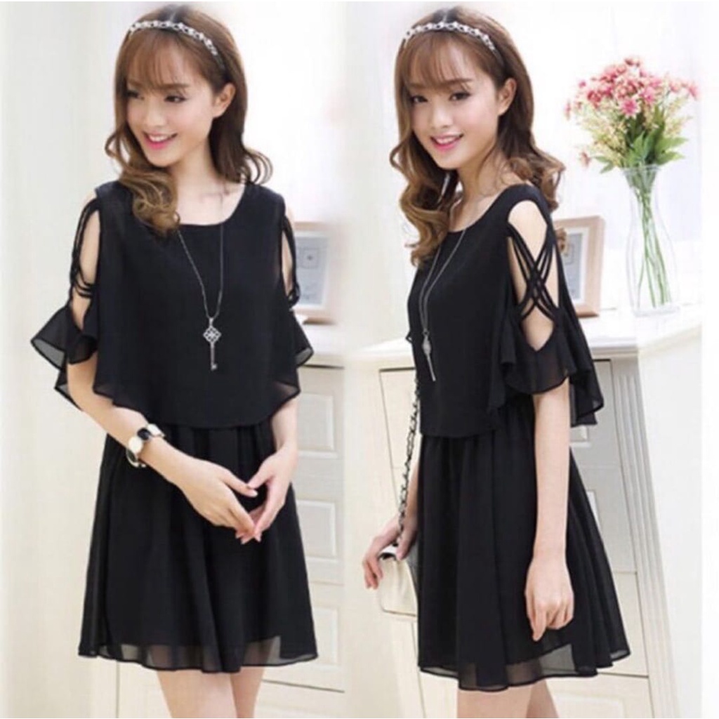 QFS - DRESS CATLIN BLACK / TERBARU / DRESS WANITA / DRESS PESTA/TERPOPULER/TERLARIS/SIZE L/BERKUALITAS