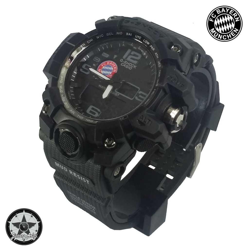 { EXCLUSIVE } JAM TANGAN BAYERN MUNCHEN DUAL TIME (FULLBLACK)