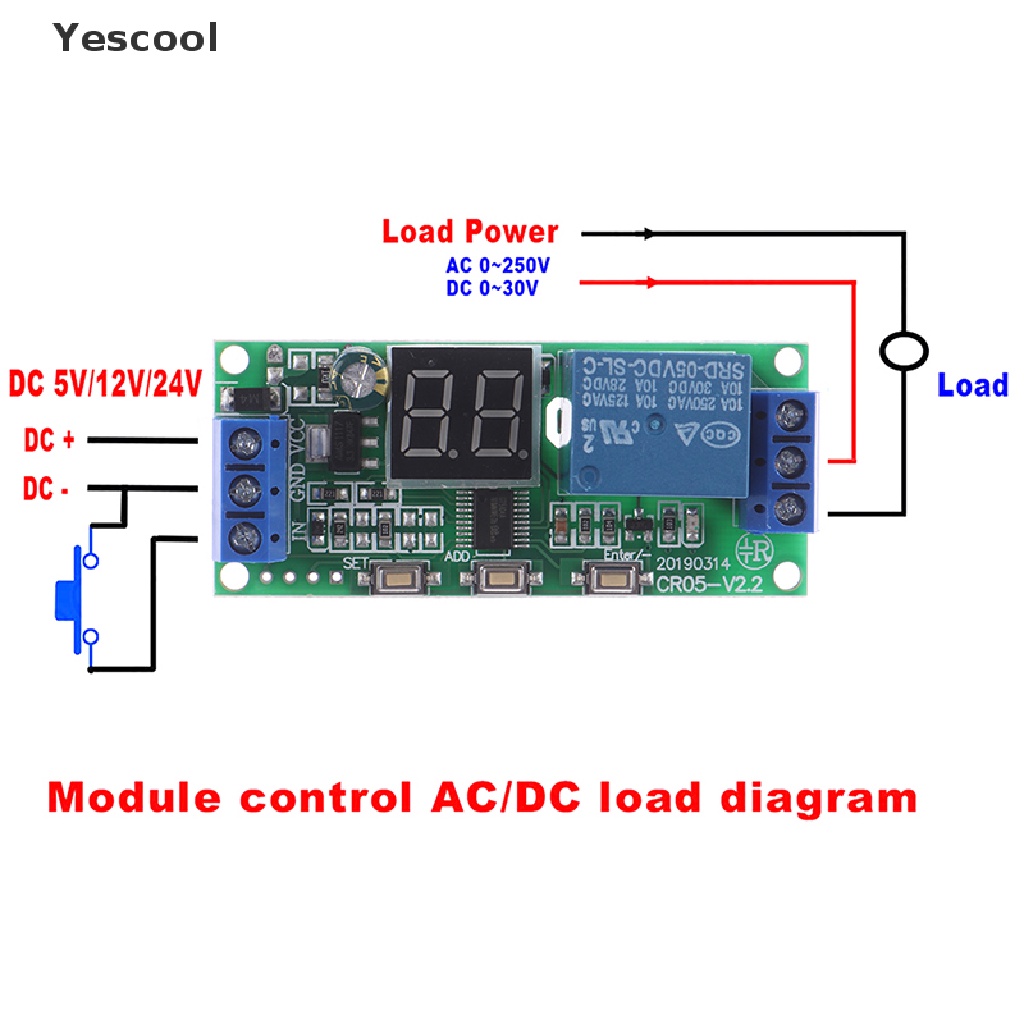 Yes Modul relay timer delay digital Multifungsi dc5v12v24v