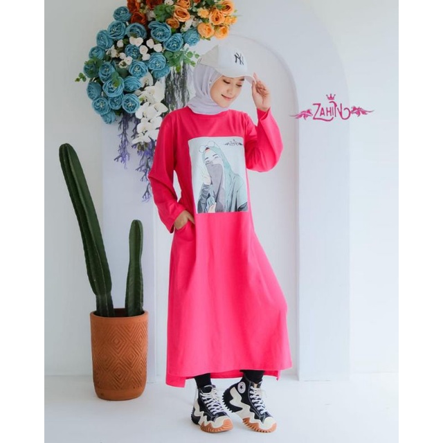 LONG TUNIK OVERSIZE WANITA ORI ZAHIN COMBED // MIDI DRES HITS KEKINIAN JUMBO