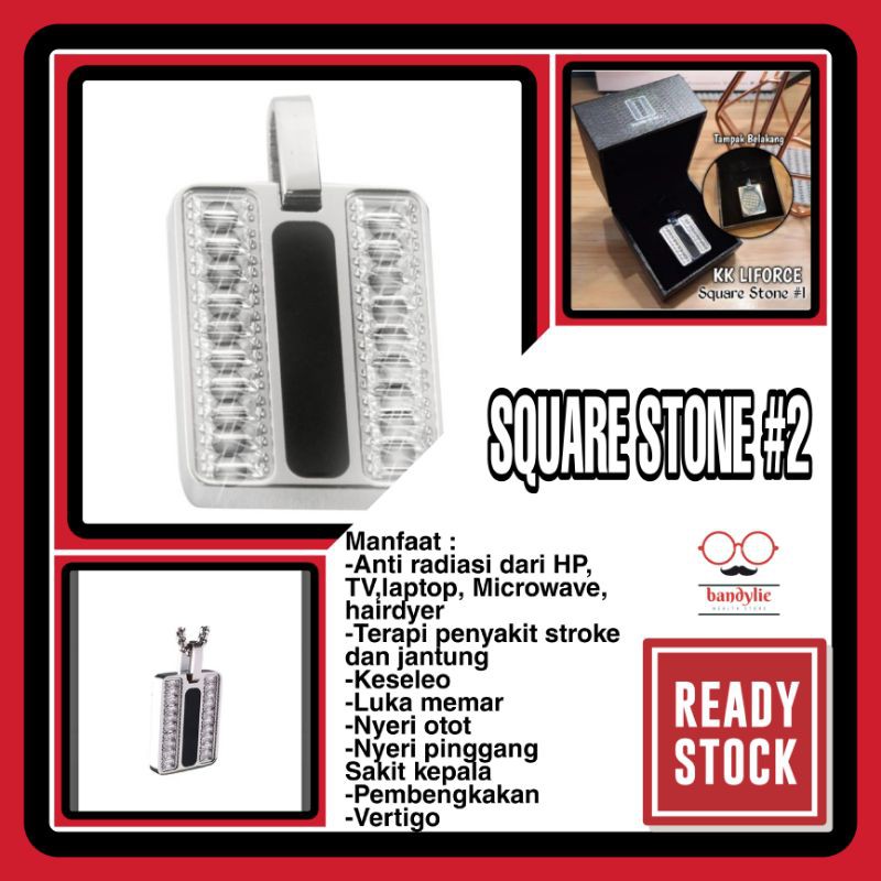 Kalung Kesehatan KK Liforce Square Stone #1 Anti Radiasi Original KK Indonesia From USA